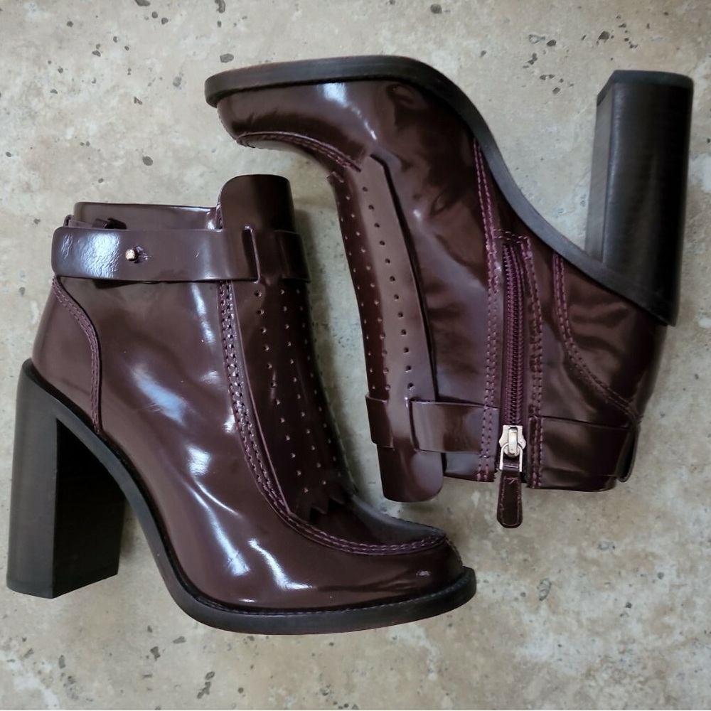 Tory Burch Patent Burgundy Booties